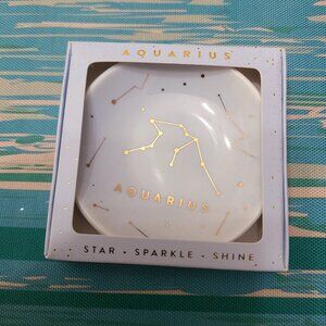 Lucky Feather Aquarius Zodiac Jewelry Trinket Dish Holder Star Sparkle Shine New